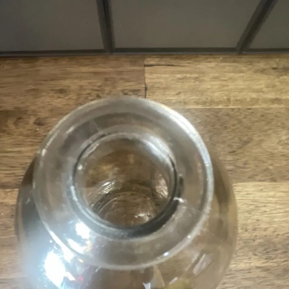Clear Glass Decorative Round Vase Solid Pattern Glossy Finish Home Decor Accent